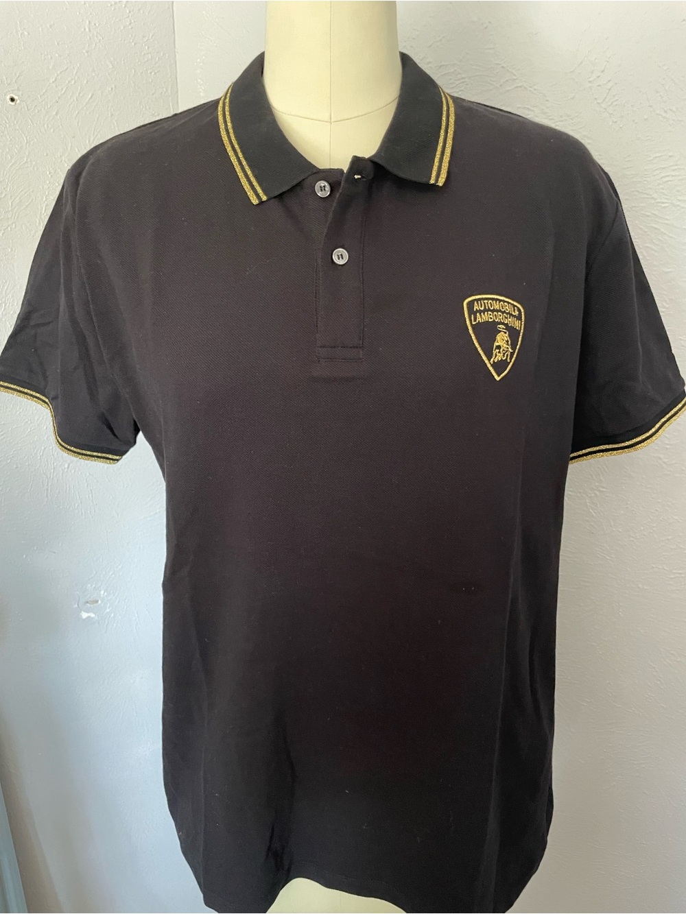 Lamborghini Black Polo with Gold Trim and Crest